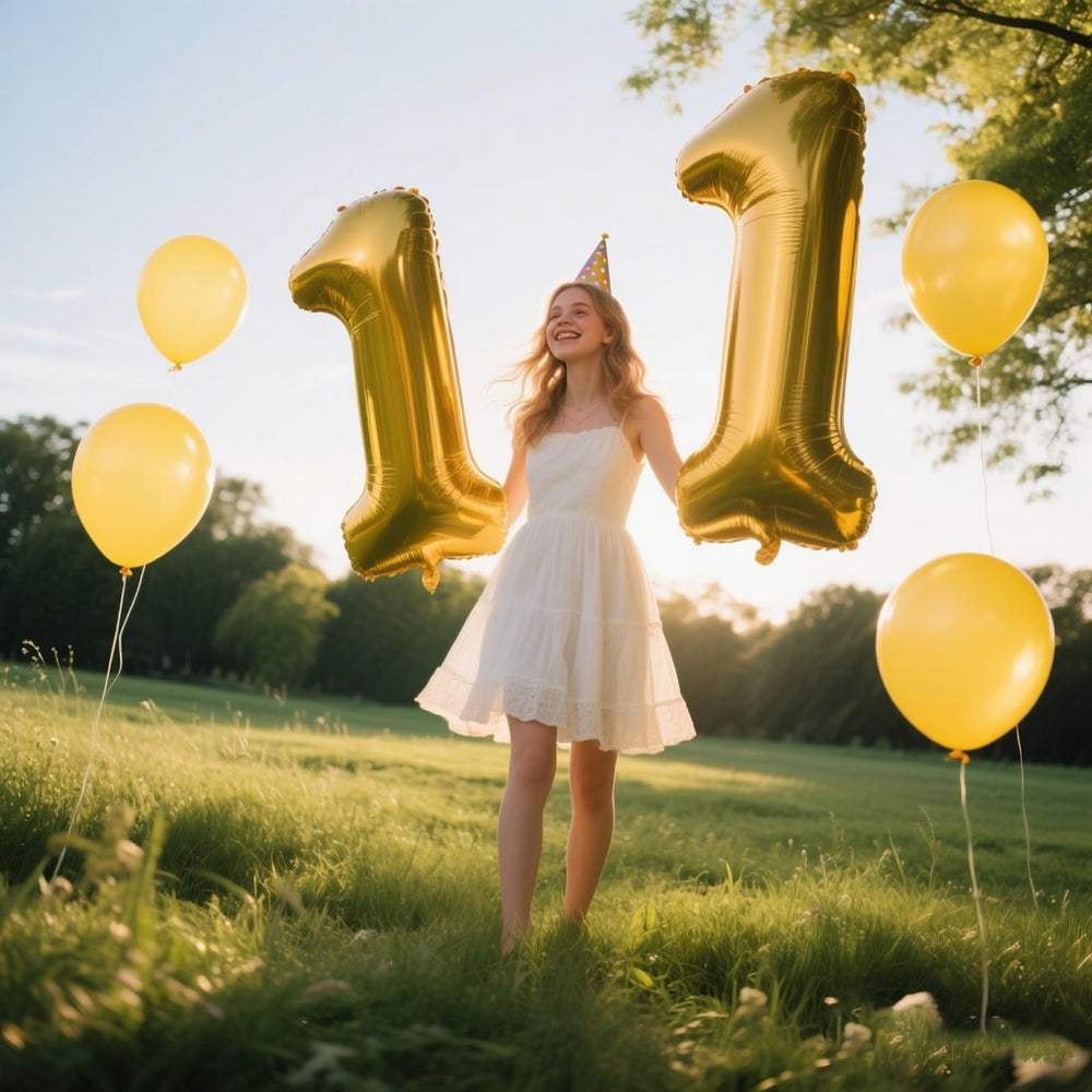 Kelfuoya 11th birthday decor balloon in gold for milestone celebrations