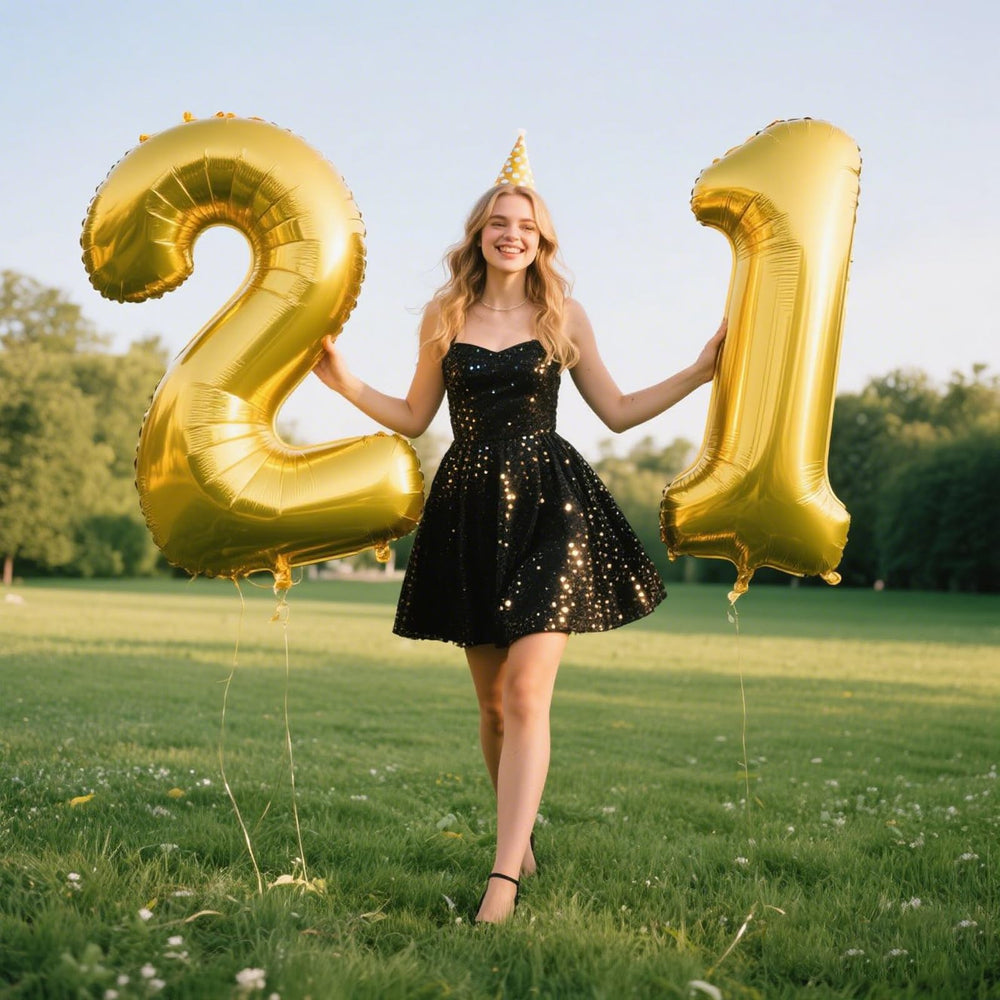 Kelfuoya 12th birthday gold balloon ideal for festive photo moments