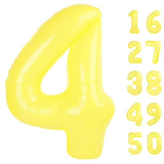 Kelfuoya 40-inch macaron yellow number 4 balloon for bold birthday displays