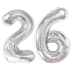 Kelfuoya 40-inch silver number 26 balloon for bold birthday or anniversary celebrations.