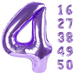 Kelfuoya 40in purple number 4 balloon for vibrant birthday photos