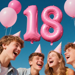 Kelfuoya 40-inch black number 18 balloon adds a bold contrast to any celebration theme.
