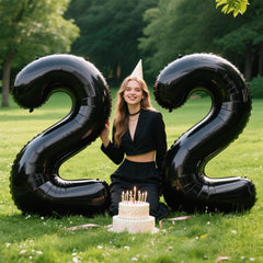 Kelfuoya 40-inch black number 2 balloon used as photoshoot backdrop for memories