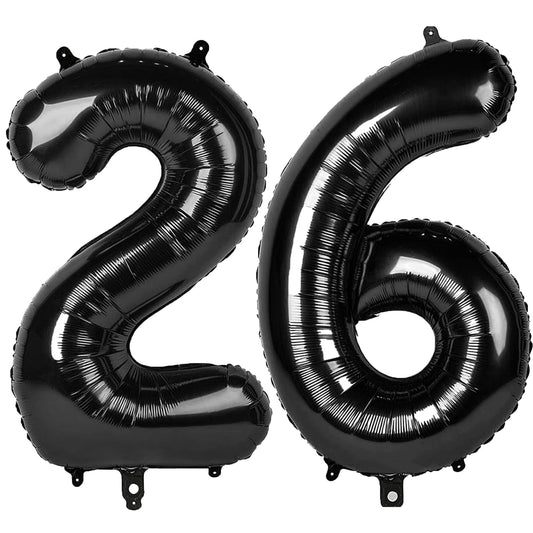 Kelfuoya 40-inch black number 26 balloon, dramatic centerpiece for milestone birthday parties