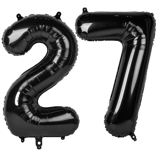 Kelfuoya 40-inch black number 27 balloon for bold birthday decor