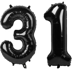 Kelfuoya 40-inch black number 31 balloon creates a chic backdrop for birthdays.
