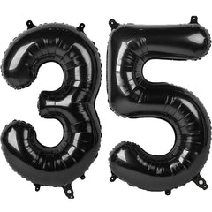 Kelfuoya 40-inch black number 35 balloon creates a dramatic party backdrop.