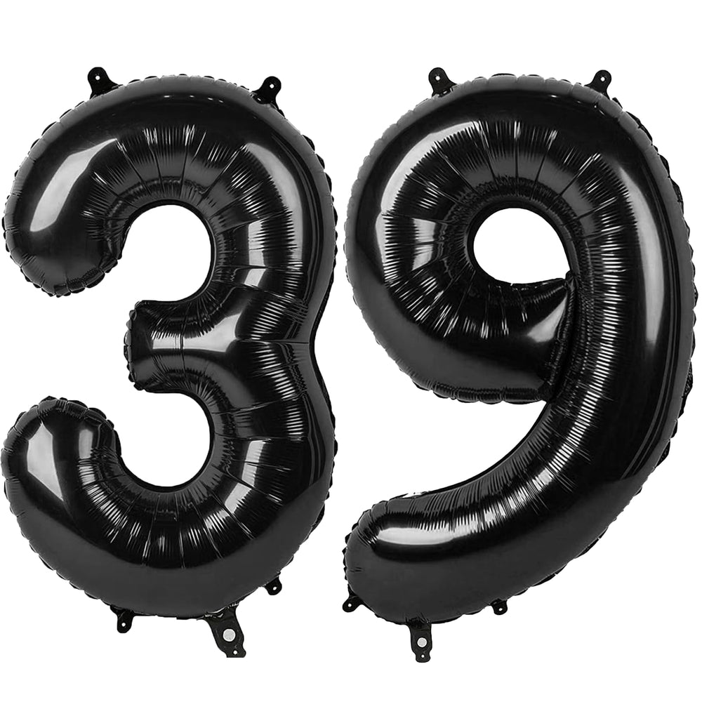 Kelfuoya 40-inch black number 39 balloon for bold birthday decor.
