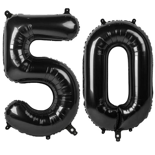 Kelfuoya 40-inch black number 50 balloon as a bold milestone centerpiece for celebrations