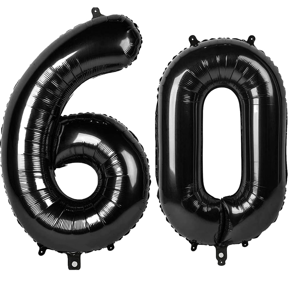 Kelfuoya 40-inch black number 60 balloon for bold milestone decor