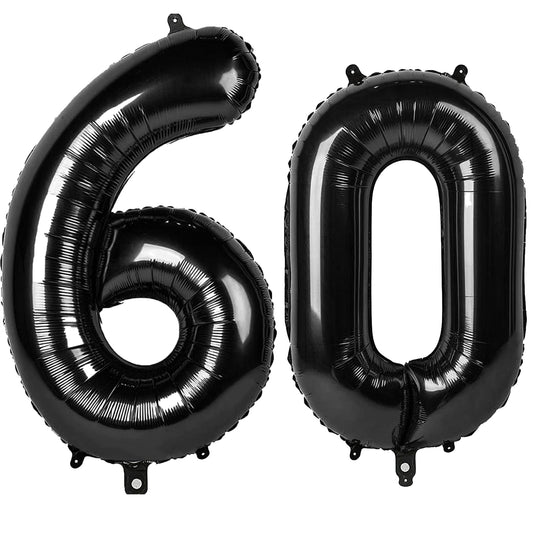 Kelfuoya 40-inch black number 60 balloon for bold milestone decor