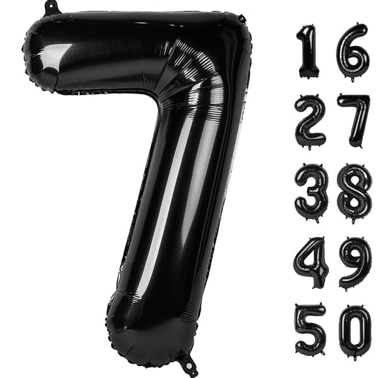 Kelfuoya 40-inch black number 7 balloon, a giant birthday backdrop.