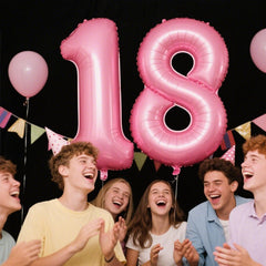 Kelfuoya 40-inch blue number 18 balloon brightens indoor parties with a striking color accent.