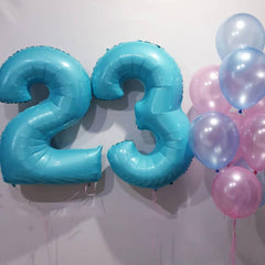 Kelfuoya 40inch blue number 3 balloon inflates easily with straw