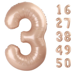 Kelfuoya 40-inch caramel number 3 balloon inflates easily for dramatic backdrops.