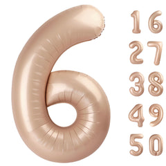 Kelfuoya 40-inch caramel number 6 balloon, bold focal point for photo-ready birthday displays