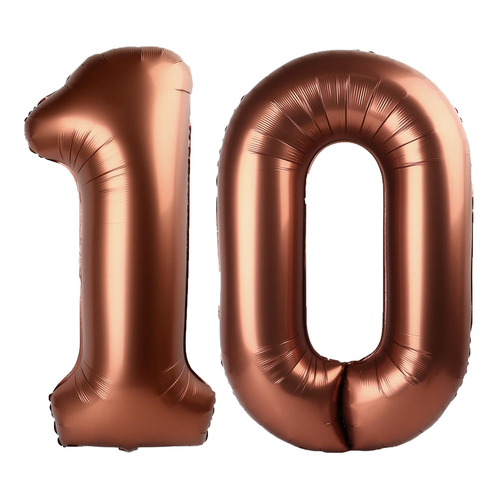 Kelfuoya 40-inch dark brown number 10 balloon for bold birthday decor