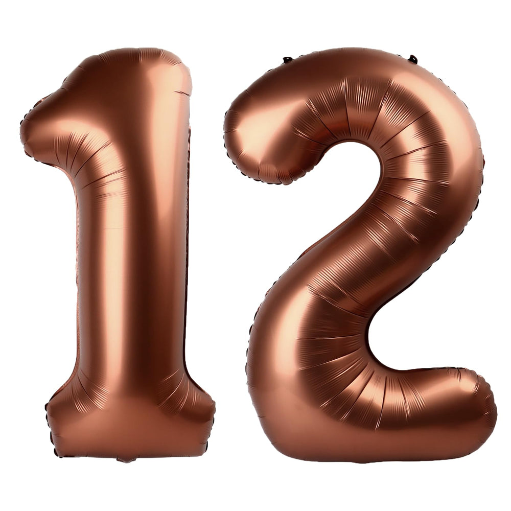Kelfuoya 40inch dark brown number 12 balloon for elegant birthday and anniversary celebrations.