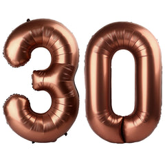 Kelfuoya 40-inch dark brown number 30 balloon creates a striking centerpiece.