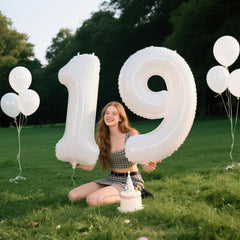 Kelfuoya 40inch gold foil number 19 balloon, elegant backdrop for celebrations.