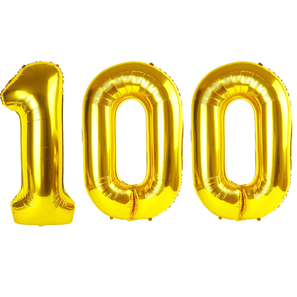 Kelfuoya 40-inch gold number 100 balloon creating a stunning party backdrop