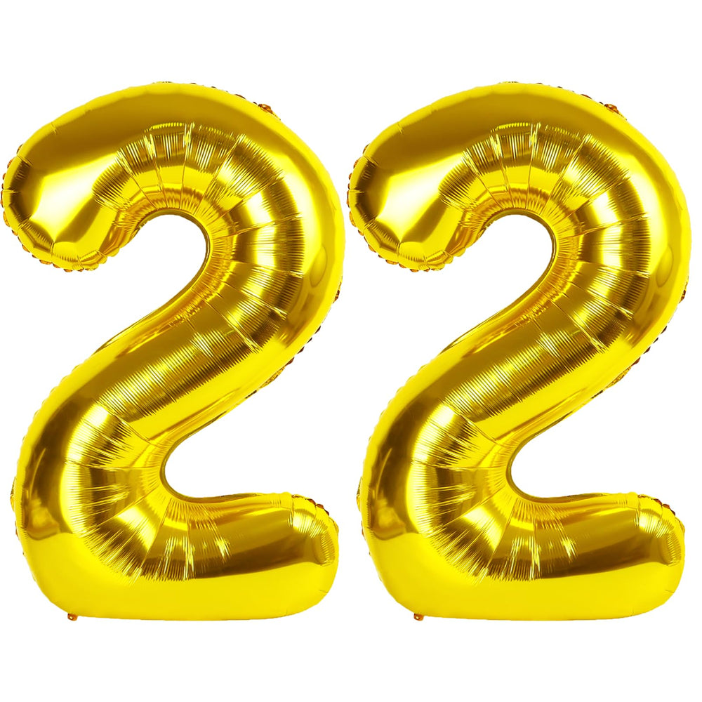 Kelfuoya 40-inch gold number 22 balloon ready for bold birthday decor.