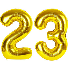 Kelfuoya 40inch gold number 23 balloon creates a dramatic birthday backdrop.