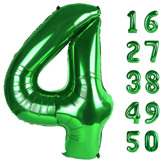 Kelfuoya 40-inch green 4-number balloon for birthdays and photo backdrops.