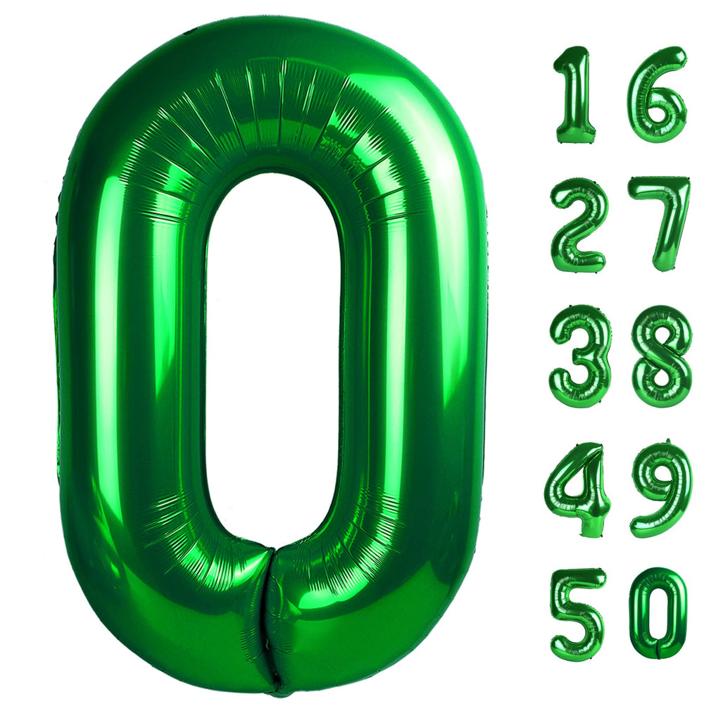 Kelfuoya 40 inch green number 0 balloon for birthday backdrops and photo moments