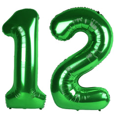 Kelfuoya 40-inch green number 12 balloon on wall display for festive decor