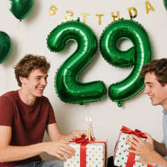 Kelfuoya 40inch green number 29 balloon closeup showing glossy finish and shine