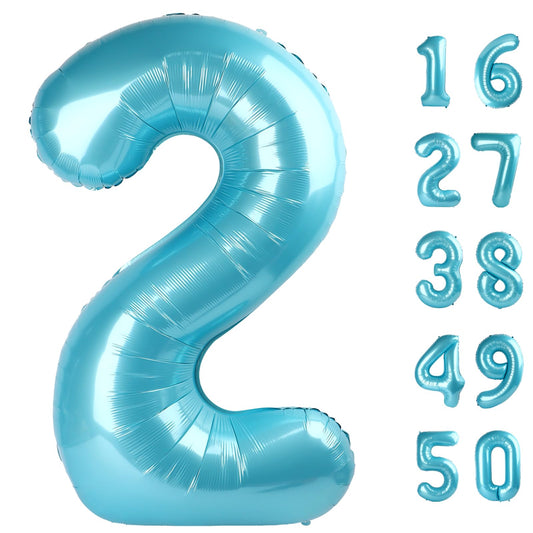 Kelfuoya 40-inch light blue number 2 balloon creates a striking birthday backdrop.