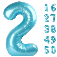 Kelfuoya 40-inch light blue number 2 balloon creates a striking birthday backdrop.