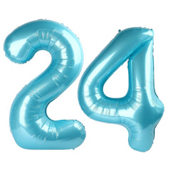 Kelfuoya 40-inch light-blue number 24 balloon for striking party backdrops
