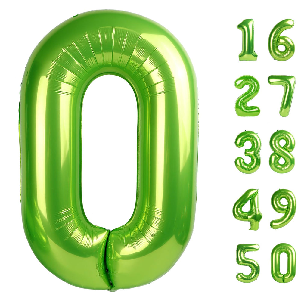 Kelfuoya 40-inch light green number 0 balloon ideal for birthdays and photo backdrops.