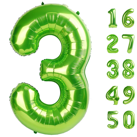 Kelfuoya 40-inch light green number 3 foil balloon close-up for premium decor.