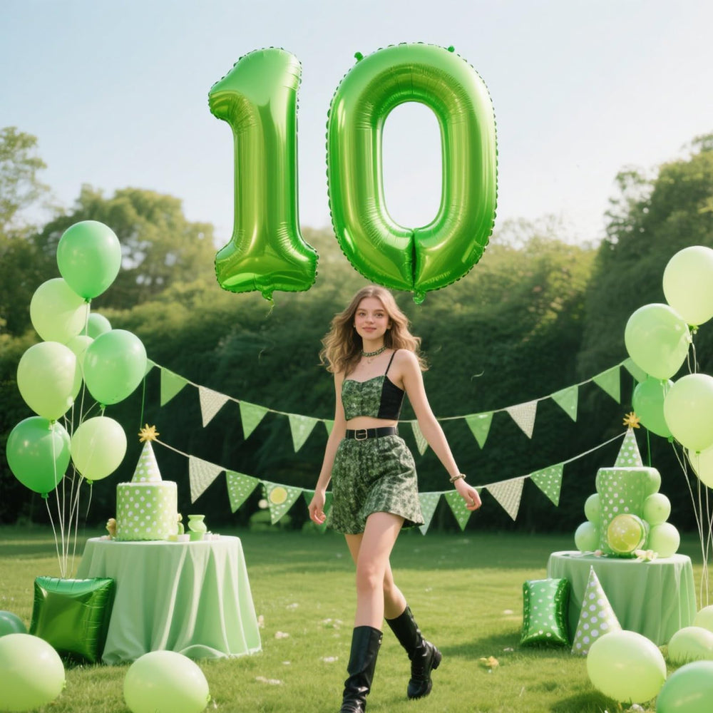 Kelfuoya 40-inch light green number 3 balloon eye-catching for celebrations.