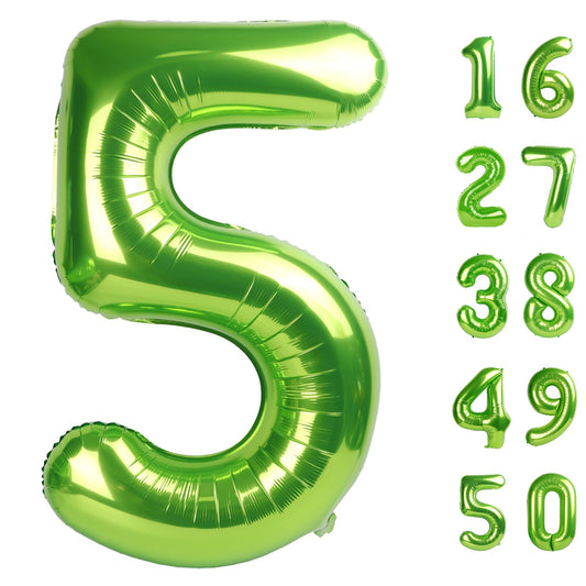 Kelfuoya 40-inch light green number 5 balloon brightens party backdrops and stays fixed during celebrations