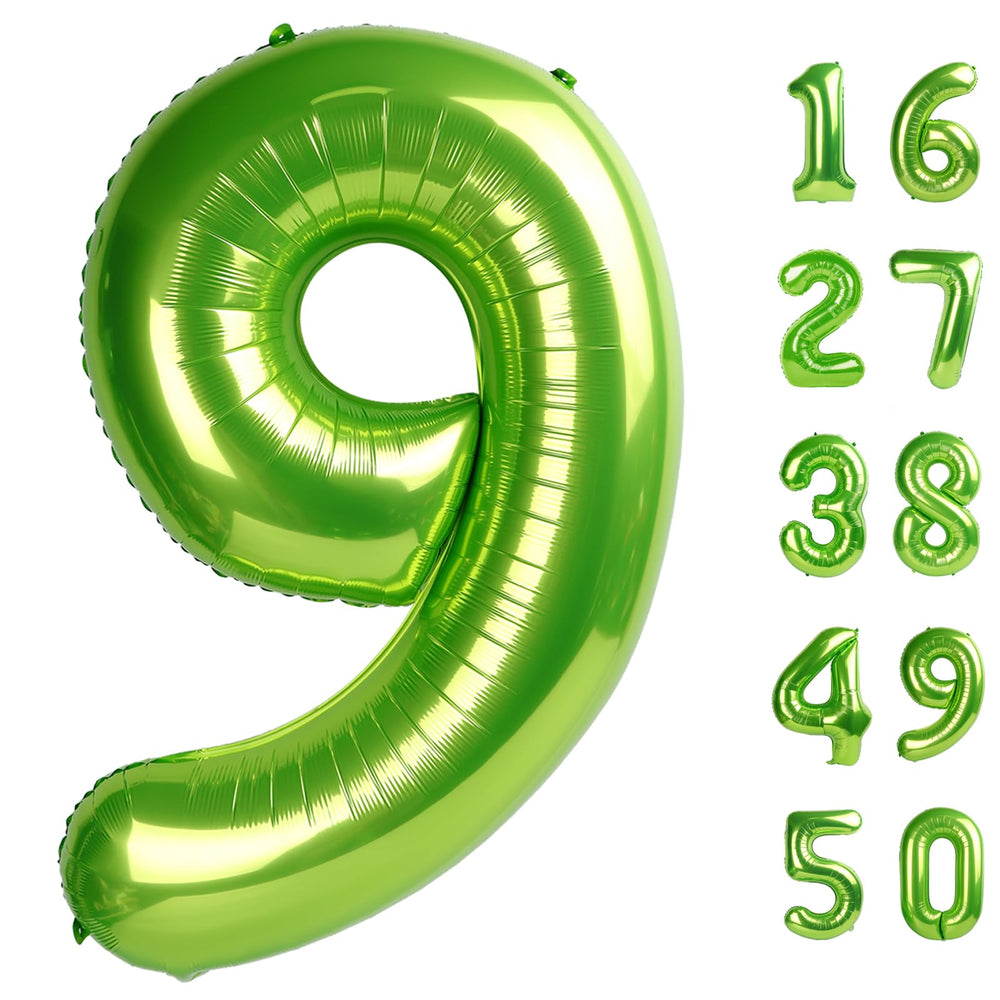 Kelfuoya 40 inch light green number 9 balloon front view for eye-catching party backdrops