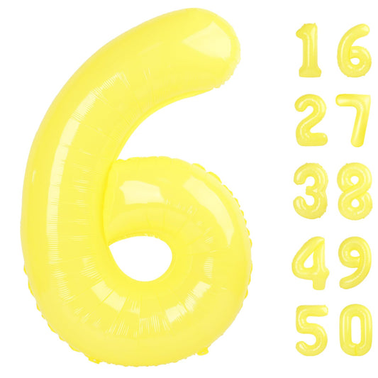 Kelfuoya 40-inch macaron yellow number 6 balloon for a striking party backdrop.