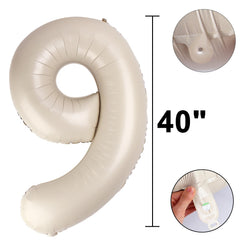 Kelfuoya 40-inch number 9 balloon close-up shows durable foil and bright color