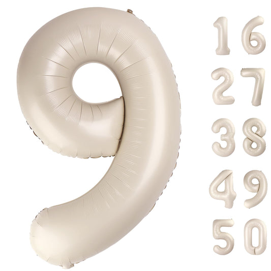 Kelfuoya 40-inch milk white number 9 foil balloon for an elegant birthday backdrop