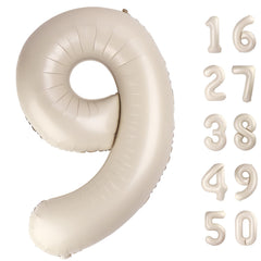 Kelfuoya 40-inch milk white number 9 foil balloon for an elegant birthday backdrop