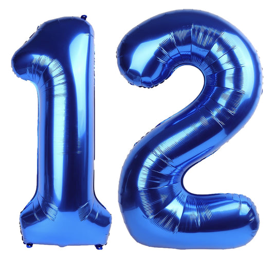 Kelfuoya 40-inch navy blue number 12 balloon adds elegant milestone dΓ©cor.