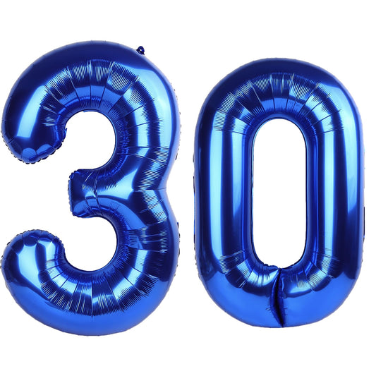 Kelfuoya 40-inch navy blue number 30 balloon ready to boost birthday decor.