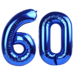 Kelfuoya 40-inch navy blue Number 60 balloon creates a bold 60th birthday backdrop.