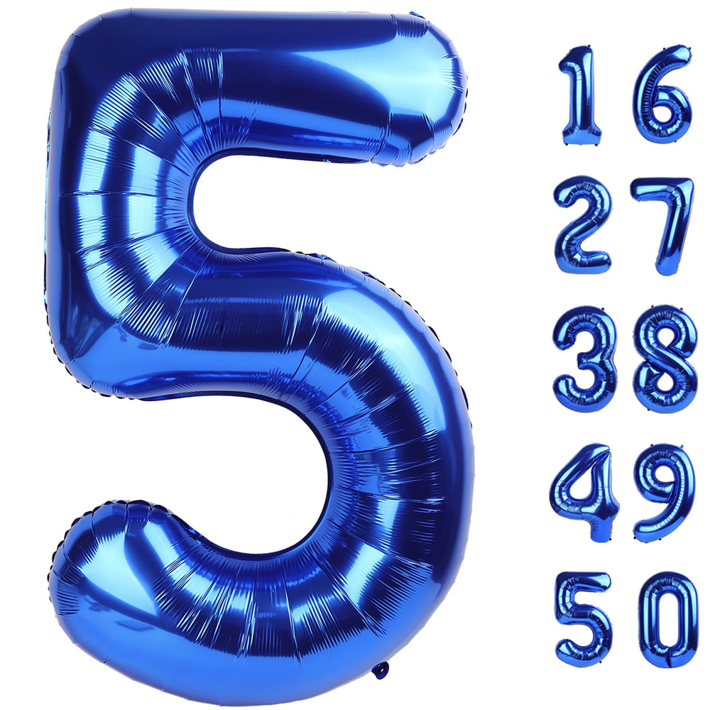 Kelfuoya 40 inch number 5 dark blue balloon front view for photo backdrops