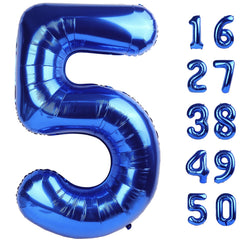 Kelfuoya 40 inch number 5 dark blue balloon front view for photo backdrops