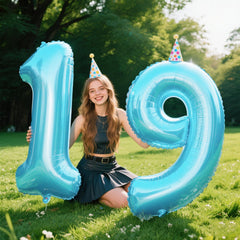 Kelfuoya 40inch light blue number 9 balloon inflation straw included