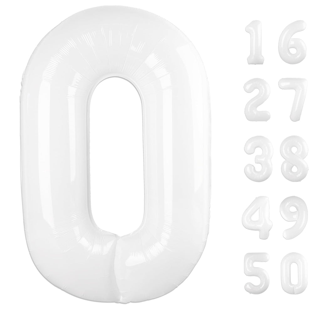 Kelfuoya 40 inch white 0 number balloon for striking photo backdrops.